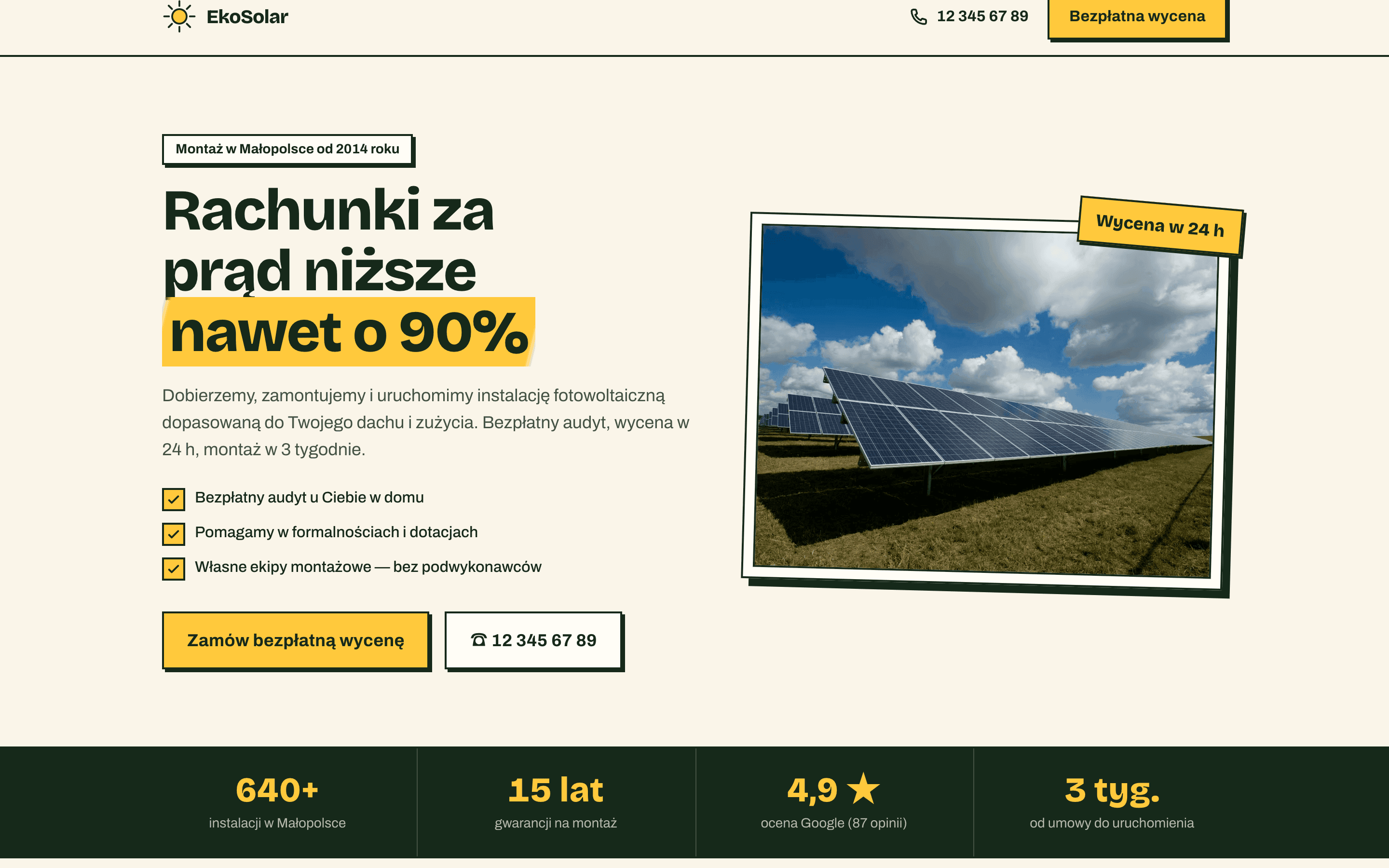 Podgląd strony EkoSolar