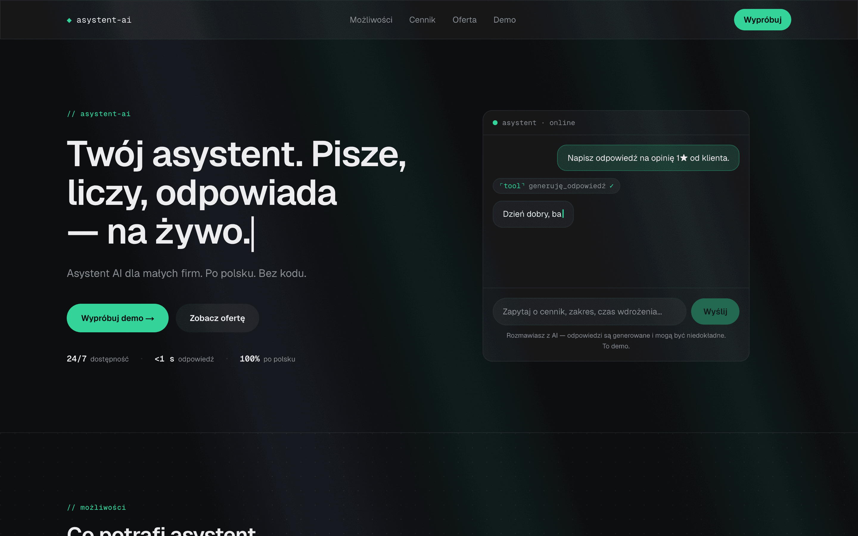 Asystent AI dla firmy — chatbot i generator ofert