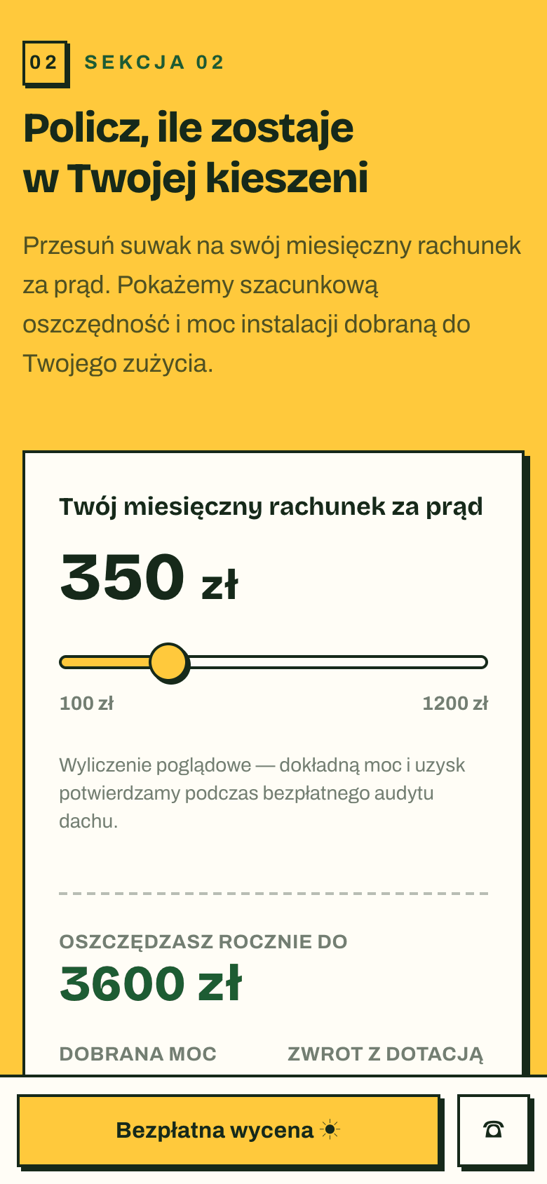 EkoSolar — landing fotowoltaiki z wyceną — ujęcie 2